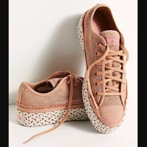 Converse Pink Knit Espadrille Platform Sneakers